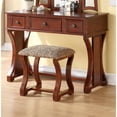thumbnail image 2 of Bedroom Vanity With Stool, Foldable Mirror & Drawers, Cherry Color, Rustic Style Veneer Furniture Modern Vanity, Stool Included, Color Piece, 2 of 6