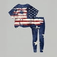 thumbnail image 5 of CCRFTGI 250&nbsp;Anniversary Usa Summer Outfits for Kids Girls 10-12 Cute 1776 American Flag Stars Striped Short Sleeve Tops and Silm Long Pants Freedom Sets for Girls Dark Blue 2-3 Years, 5 of 5