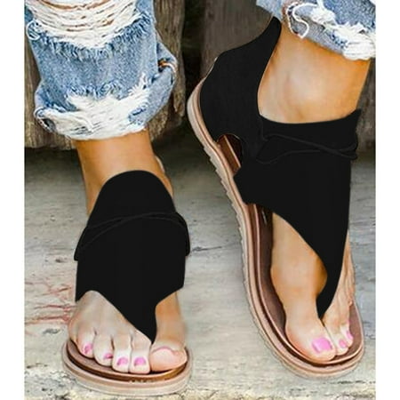 

Women Summer Retro Bohemian Sandals Casual Beach T-Strap Roman Open-Toe Sandals