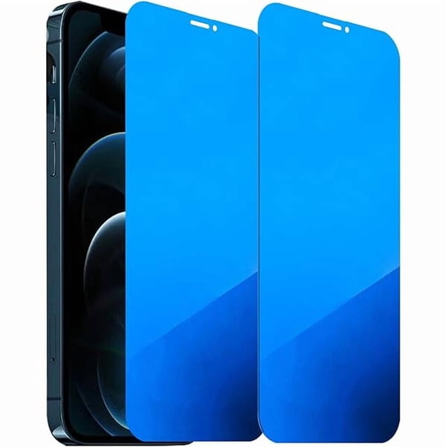 Chenchen 2 Pack Anti-Blue Privacy Tempered Glass for iPhone 12 Pro Max Anti-Spy Screen Protector Film Electroplated Blue 6.7 inch