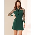 thumbnail image 3 of Unique Bargains Élégant Cravate Partie Maille Pure Panneau Points une Ligne Mini Robe de Femmes, 3 of 6