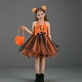 thumbnail image 5 of EnJoCho Toddler Girls Halloween Pumpkin Tutu Tulle Dress 3pcs Set with Bag Headband Dress Par𝗍y Outfit Photo Cute Celebration Dress, 5 of 8