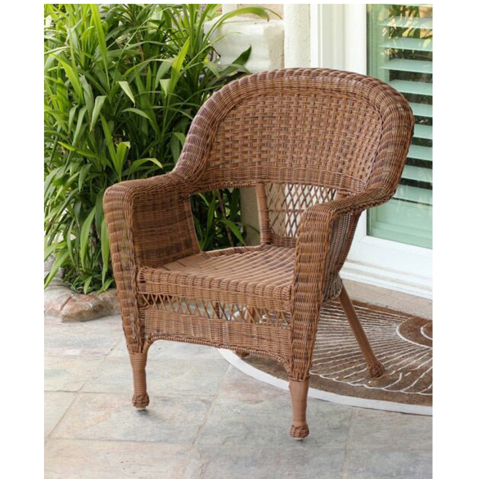 36" Honey Brown Resin Wicker Outdoor Patio Garden Chair - Walmart.com