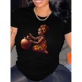 thumbnail image 1 of 1pc African Girl Print T-Shirt for Women, Casual Round Neck Short Sleeve Top, Polyester Knit Fabric, Vibrant Drawing Pattern, Spring/Summer/Autumn Fashion, 1 of 6