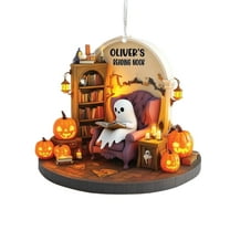 DAMAI Create Personalized Reading Nook with Ghost, Ghost Reading Nook 2D Flat Acrylic Ornament,Halloween Ghost Window Hangings Gift for Book and Halloween Lovers