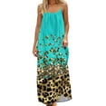 thumbnail image 2 of Women's Tropical Summer Maxi Dress Spaghetti Strap Sleeveless Monstera Leaf Print Loose Fit Flowy Long Dress Casual Beach Vacation Holiday Party Sun Dress, 2 of 9