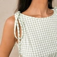 thumbnail image 5 of Women's Gingham Peplum Tank Tops Summer Tie Shoulder Sleeveless Cute Y2k Going Out Tops Green M, 5 of 6