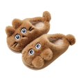 thumbnail image 2 of CUZIBR Baby Girls Slippers Boys Cute Cat Fuzzy House Slippers Close Toe Warm Winter Cozy Indoor Shoes,Brown,5-6 Years, 2 of 4