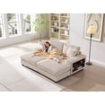 thumbnail image 3 of Modern Convertible Sofa Sleeper Couch, Corduroy Upholstered Double Chaise Lounge With Arm Storage Cabinet For Living Room Apartment Office, 3 of 14