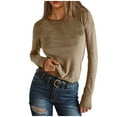 thumbnail image 2 of DAFPZW Basic Going Out Crop Tops for Women Fall Long Sleeve Slim Fit Crew Neck Casual Solid Color Streetwear T Shirts, 2 of 7