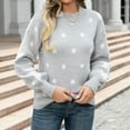 thumbnail image 2 of Lovskoo Sweaters for Women Comfortable Polka Dot Printing Long Sleeve Round Neck Sweater Top Gray, 2 of 7