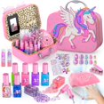 thumbnail image 1 of Set de esmaltes de uñas Glisiol Kids para niñas con secador y funda, color rosa, 1 of 8