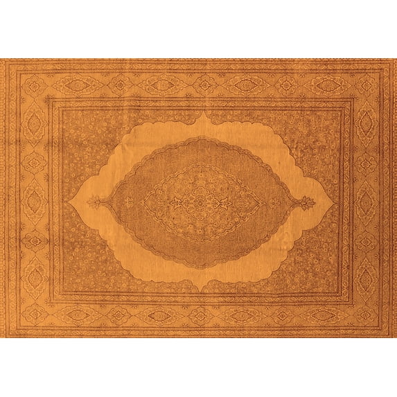 Ahgly Company Indoor Rectangle Medallion Orange French Area Rugs, 8' x 12'