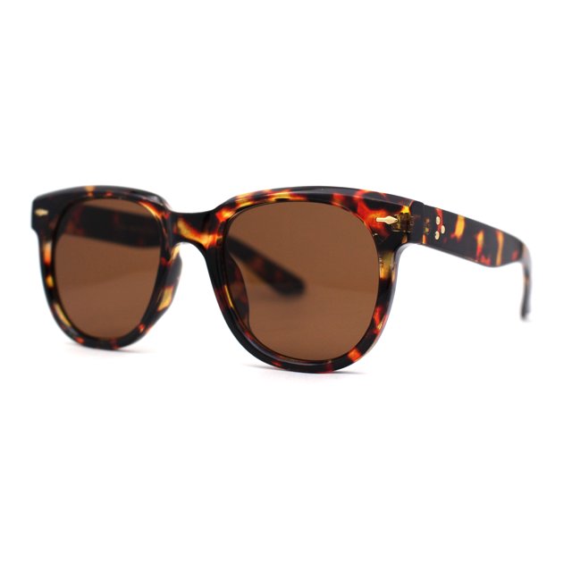 Lunettes de Soleil pour Hommes Hipster Rétro Vintage Style à Monture Ronde Corne Écaille Brun