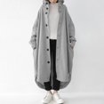thumbnail image 4 of Women's Plus Size Hooded Trench Coat, Casual Long Jacket, Lightweight Spring Fall Coat, Loose Fit Outerwear, Everyday Long Sleeve Coat Grey S, 4 of 5
