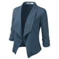 thumbnail image 2 of Doublju Women's Ruched 3/4 Sleeve Open Front Blazer Jacket with Plus Size, 2 of 4
