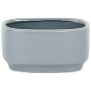 Elegora Wide Curved Rectangular Straight Side Ceramic Pot - Large - Gray