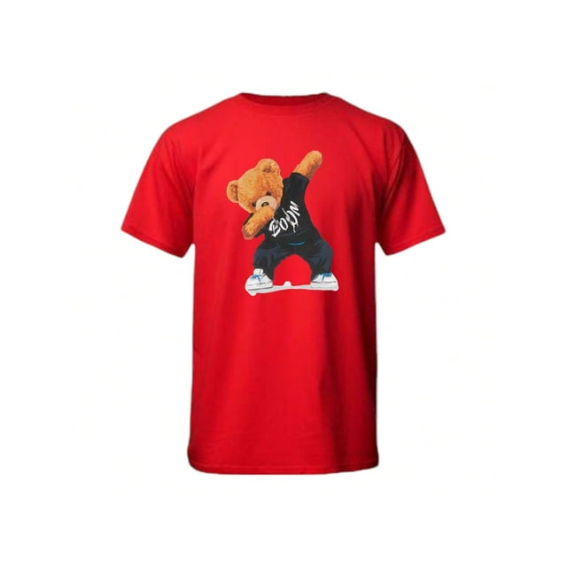 Playera Con Impresion De Oso Boom Fashion Ropa Para Hombre Color Rojo Talla Chica Marca Emil SaEs
