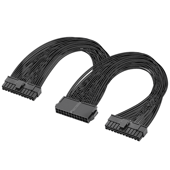 3X Dual PSU Power Supply 24-Pin ATX Motherboard Splitter Cable,24Pin(20 4) for ATX Motherboard Extension Cable