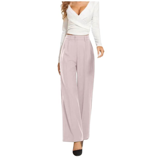 Pantalones anchos de color liso, cintura alta y corte drapeado, pantalones de traje informal