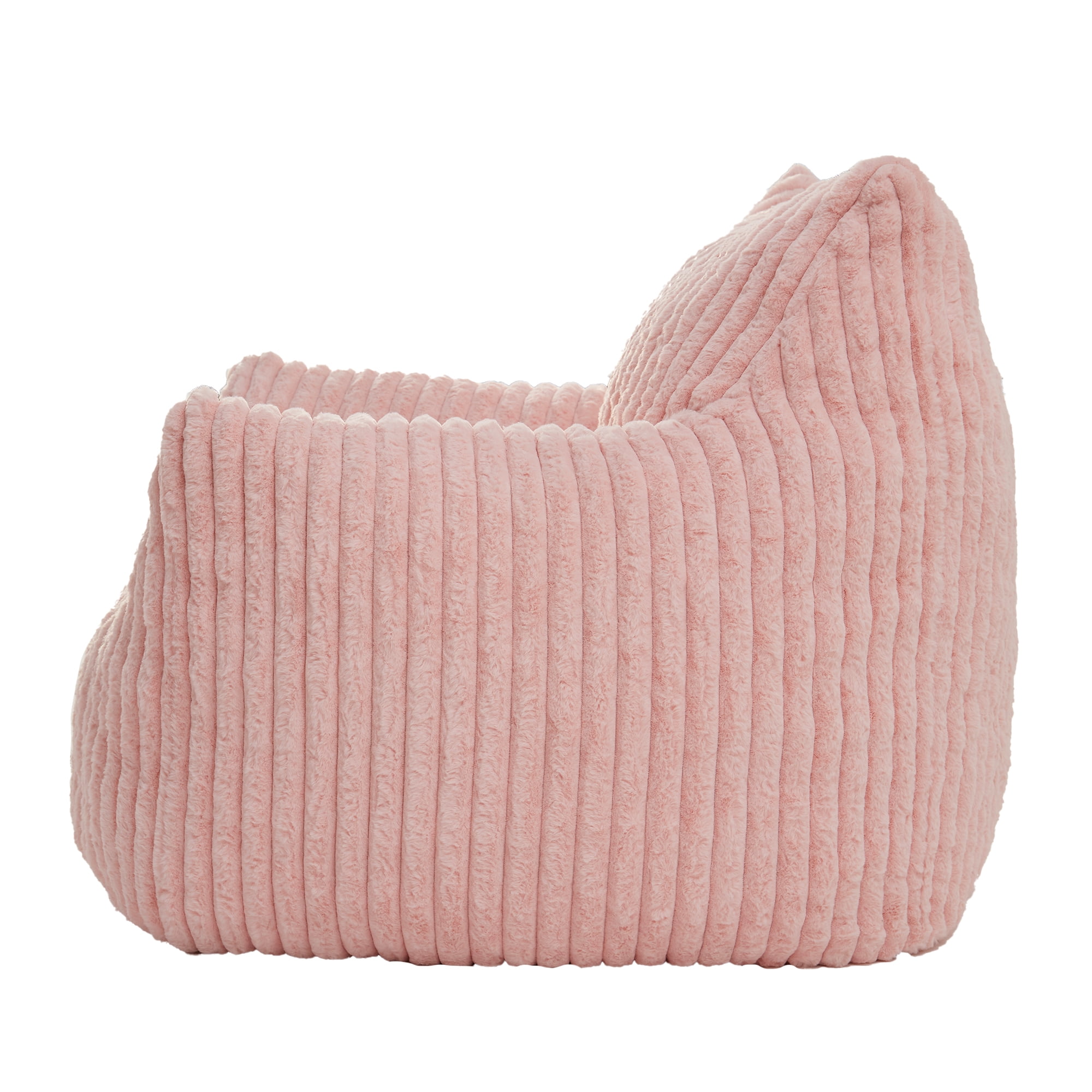 Ebenchico 3ft Bean Bag Chair for Adults Teens Kids with Armrests, Striped Fuzzy BeanBag Chairs with Filling, Pink