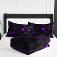 thumbnail image 3 of Flymme Black and Purple Comforter Set King Size,3 Piece Modern Neon Geometric Checkered Bedding Abstract Square Plaid Bed Set for Teen Men Gamer Room Decor, 3 of 5