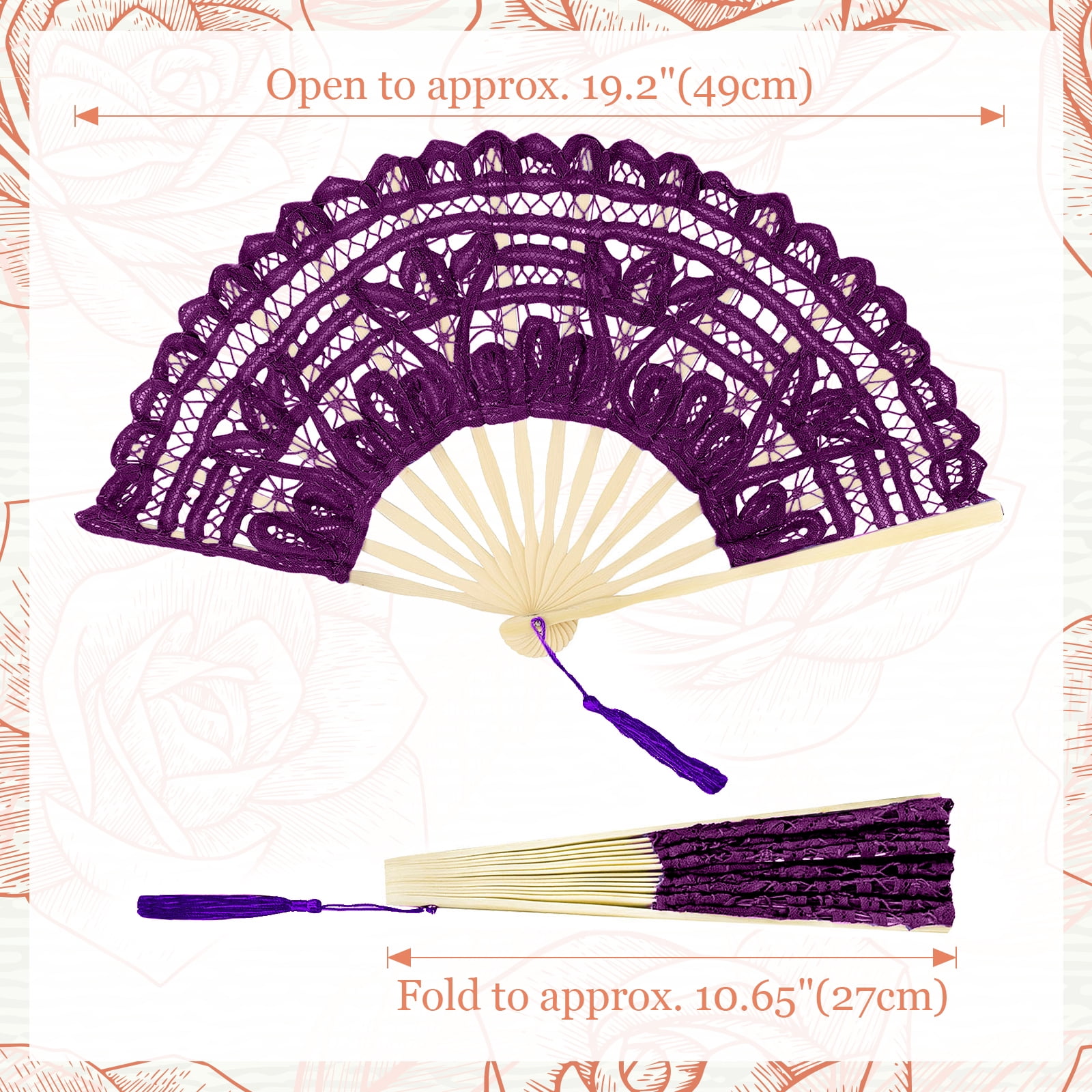 TOPTIE Handmade Lace Umbrella Parasol with Elegant Lace Fan for Weddings Art Exhibition