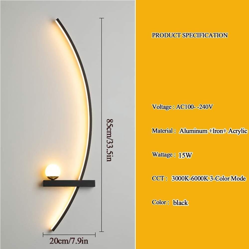 Modern LED Wall Sconces Set of 2, Linear Wall Lights, 3 Color Changing Metal Wall Light Fixture, Hardwired for Living Room, Bedroom, Hallway(55cm)