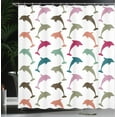 thumbnail image 4 of Ambesonne Animal Shower Curtain, Colorful Dolphins Art, 69"Wx84"L, Multicolor, 4 of 5