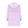 thumbnail image 7 of Girls Fleece Jacket with Pockets Fuzzy Plush Hooded Sweater Cardigans Long Sleeve Casual Warm Winter Coat (14 Years, Purple), 7 of 7
