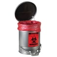 thumbnail image 2 of Justrite 05914 6 Gallon Steel Biohazard Waste Can, Foot-Operated, Self-closing SoundGard™ Cover, Silver - 05914, 2 of 2