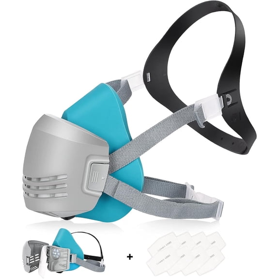 Respirator Mask with 8 Filters Set - Half Paint Mask for Epoxy Resin, Painting, Chemical,Gas, Dust, Machine Polishing, Organic Vapors,Spraying,Woodworking,Sanding &Cutting