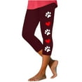 thumbnail image 5 of QUNYINEY Capri Leggings for Women Tummy Control Yoga High Waist Casual Dog Paw Cropped Pant Workout Slim Women Pants, 5 of 5