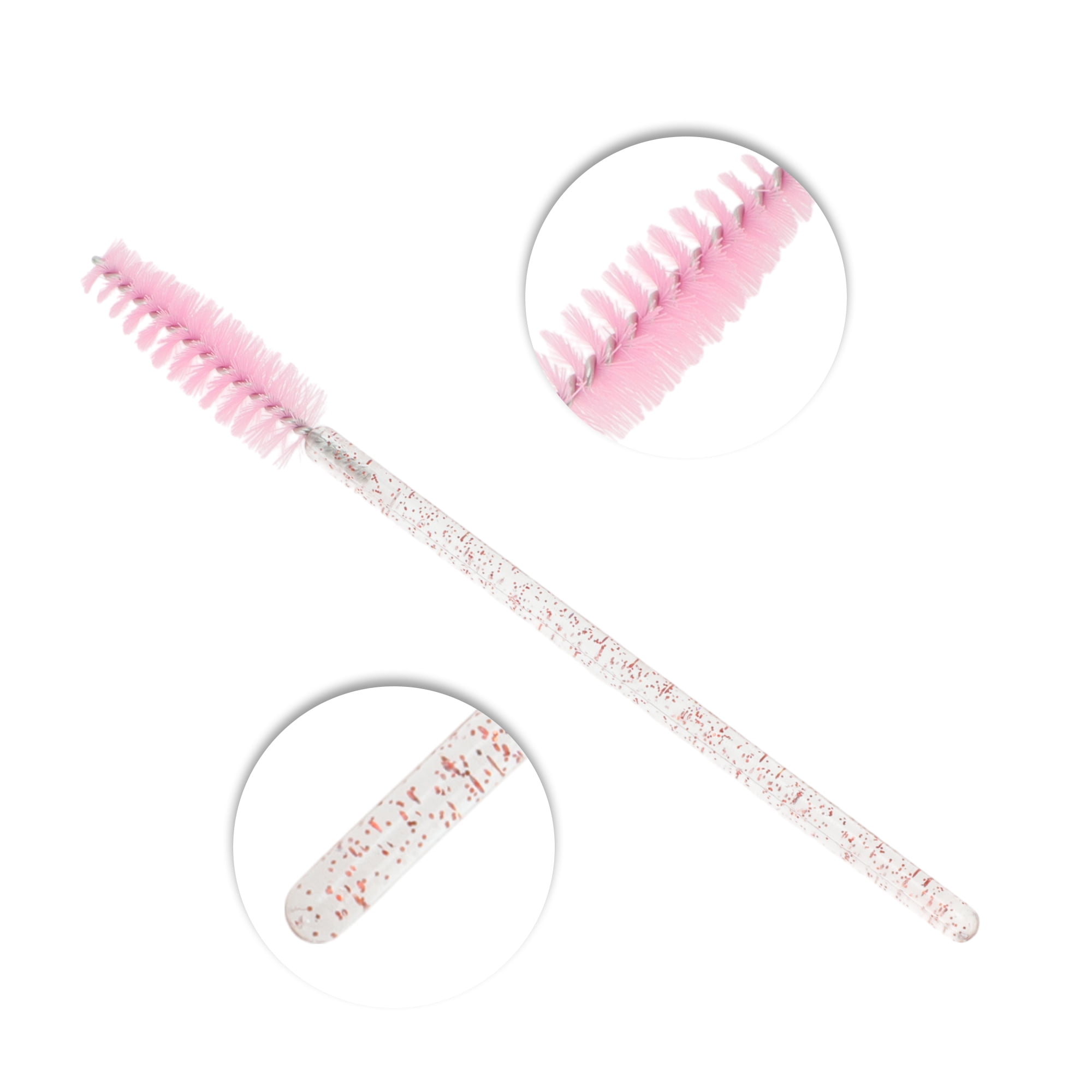 Unique Bargains 100 Pcs Portable Eyelash Brush with Protective Case for Vacation Pink