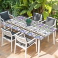 thumbnail image 2 of Spring Purple Flowers Table Cloths for 6 Foot Rectangle Tables, Farmhouse Leaves Fences Gray Plaid Patio Waterproof Elastic Fitted Tablecloths, Washable Rectangular Table Cover for Camping, 2 of 8