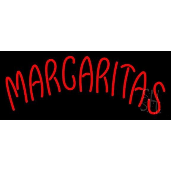 Red Margaritas LED Neon Sign 10 x 24 - inches, Clear Edge Cut Acrylic Backing, with Dimmer - Bright and Premium built indoor LED Neon Sign for restaurant window and interior decor.