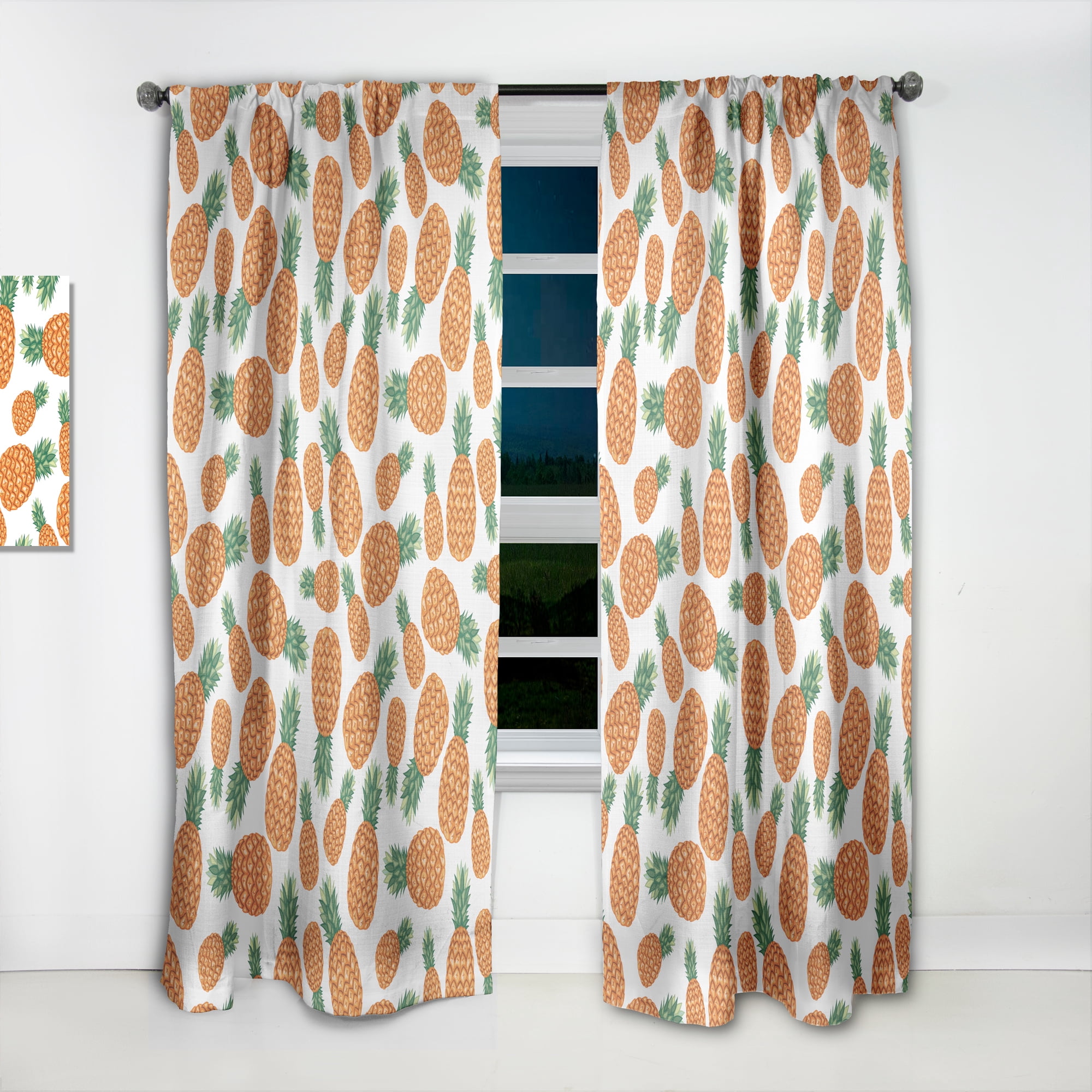 Designart 'Tropical Pineapple Mood III' Tropical Curtain Panel