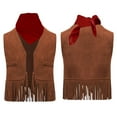 thumbnail image 7 of iiniim Girls Sleeveless Tassels Western Cowgirls Vest with Bandanna 2-Piece Cowboy Outfits Brown 18-24M, 7 of 7