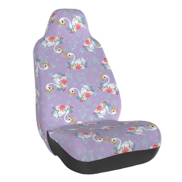Balery Swan With Stars Funda de Asiento para Auto con Diseño - Cubierta Frontal Suave y Transpirable con Protector Antideslizante- 1 Unidad