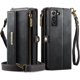 thumbnail image 1 of funda billetera para Samsung Galaxy S21 FE con Ranuras [Bolsillo con Cremallera con Ranura para Efectivo de 9 Tarjetas] Cierre Magnético, Correa Desmontable, Pata de Cabra, Bloqueo RFID y TPU, 1 of 9