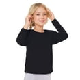 thumbnail image 2 of LOCHEX Toddler Fashion Solid Color Top Kids Girls Tunic Tops Crewneck Ultra Soft Solid Color Long Sleeve Comfortable Casual Pullover T shirt,Black,3-4T, 2 of 7