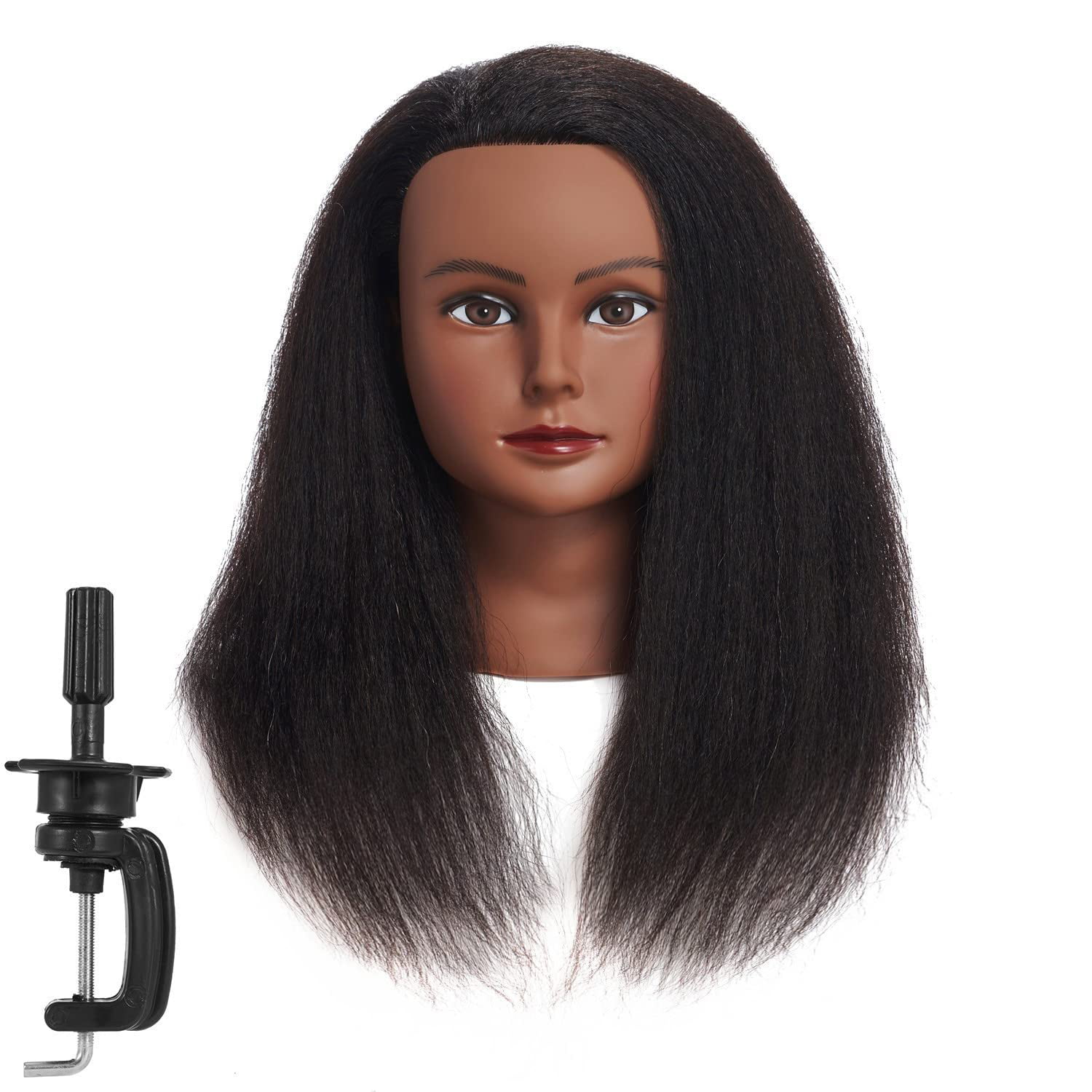 Carevas Curly Hair Mannequin Head Hairdressing Training Head for Hair  Styling Practice Hair Braiding Dummy Head with 100% Human Hair Black 