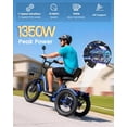 thumbnail image 6 of MOONCOOL Folding Electric Trike w/ Storage Bags , 48V Peak 1350W 3 Wheel Electric Bike for Adults, 20"x4.0" Fat Tire 7 Speed Electric Tricycle with 14.5Ah Battery, Rear Differential, Aluminum Frame, 6 of 14