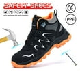 thumbnail image 3 of ywluxe Work Shoes for Men - Non-Slip, Mid-Top, Steel Toe (Anti-Impact), Puncture-Proof, Iron Chip Resistant, Wear-Resistant Rubber Outsole, 3 of 10