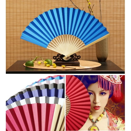 

WNG Chinese Style Hand Held Fan Bamboo Paper Folding Fan Party Wedding Decor