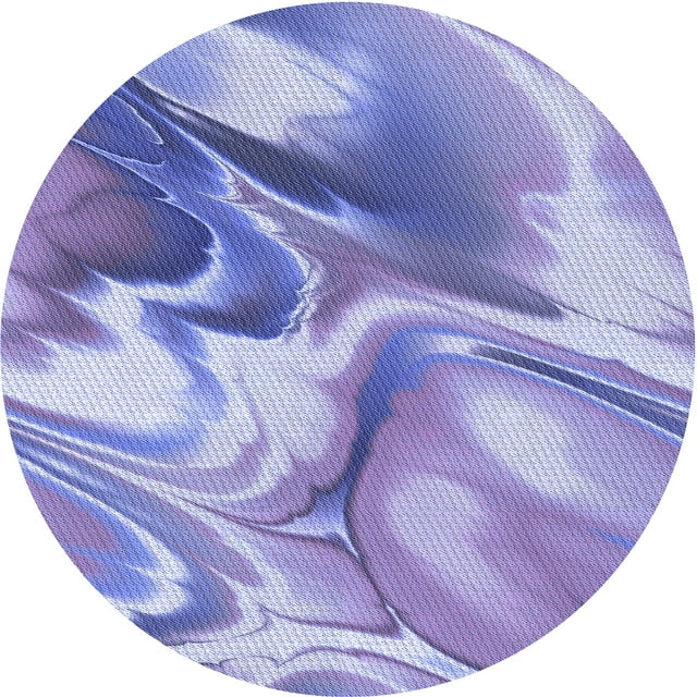 Ahgly Company Machine Washable Indoor Round Transitional Blue Angel Blue Area Rugs, 3' Round
