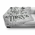 thumbnail image 3 of Enjoy the Little Things Soft Flannel Fleece Throw Blanket, Hand Lettering with Paisley Motifs and Dotted Frame Design, Cozy Plush for Indoor and Outdoor Use, 50" x 70", Black and White, by Ambesonne, 3 of 6