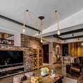 thumbnail image 3 of Hemp Rope Pendant Chandelier Lighting Vintage Industrial Ceiling Light 3 Head Lamp, Country Style Wood Rope Lamp for E27 Edison Creative Lamp Restaurant Cafe Bar, 3 of 5