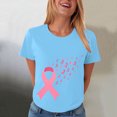 thumbnail image 2 of Women Breast Cancer Print T Shirt Short Sleeve Women Short Sleeve Round Neck Tee Womens Basic T Shirts Tops, 2 of 8