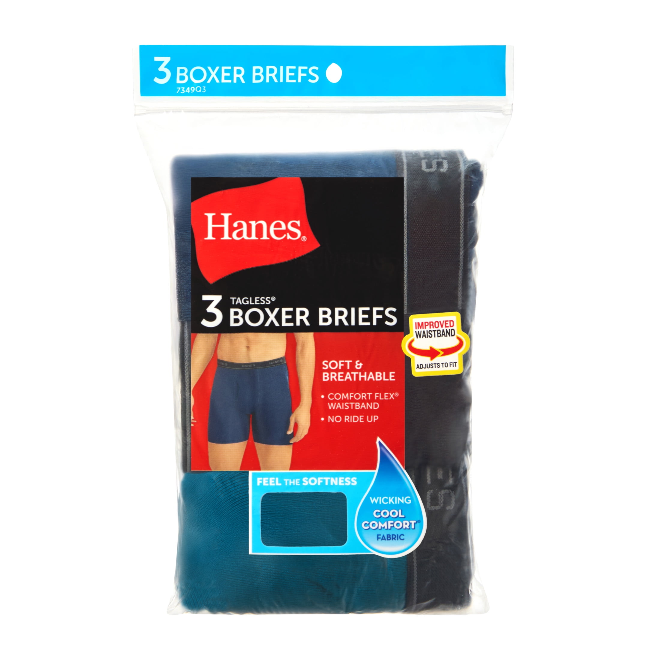 Hanes Men's Cotton Boxer Brief Pack, Moisture-Wicking, 3-Pack